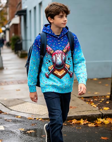 Image of Lovekider Boys Hoodies Sweatshirt Cool 3D Print Pullover with Big Pocket for Kids Fashion Warm Winter 6-16 Years