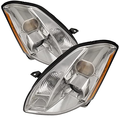 HEADLIGHTSDEPOT Headlights Compatible with Nissan Maxima 2004-2006 Chrome Housing Halogen Left Driver and Right Passenger Side Headlamp Assembly