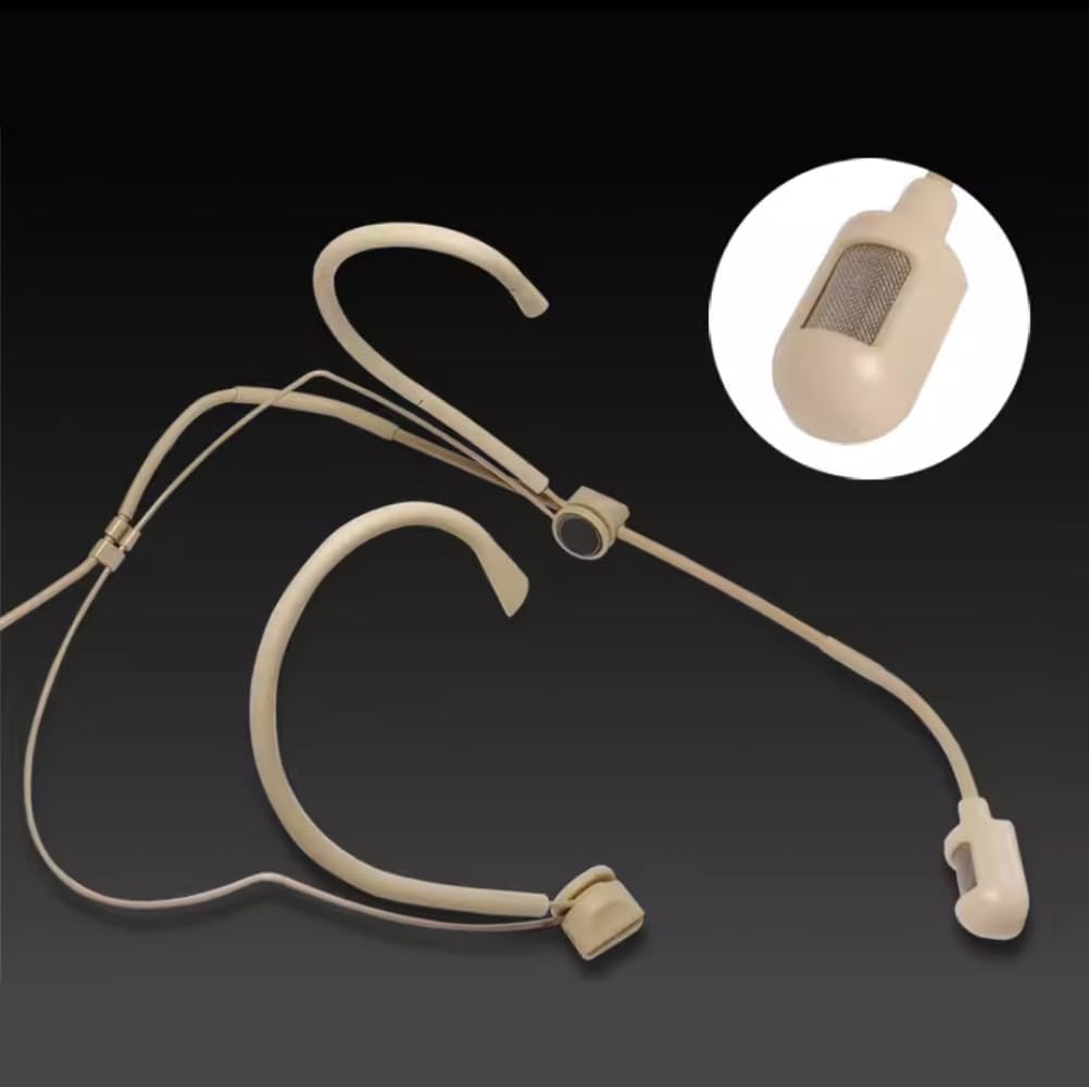 Replacement Headset Microphone for Singing Shure QLXD1 Wireless Bodypack Transmitter Wireless Headworn System, Adjustable Headmic, Cardioid with Carrying Case, Beige