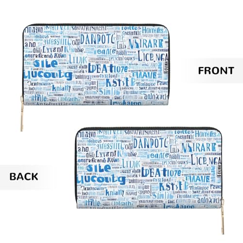 Leather Wallet for Women Ladies Novelty Printed Around Zipper Long Wallet Phone Purse Credit Card Holder, Gymnastics Blue3