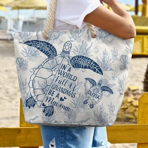 Bolsa de playa personalizada Nana con motivo de tortuga miniatura 2