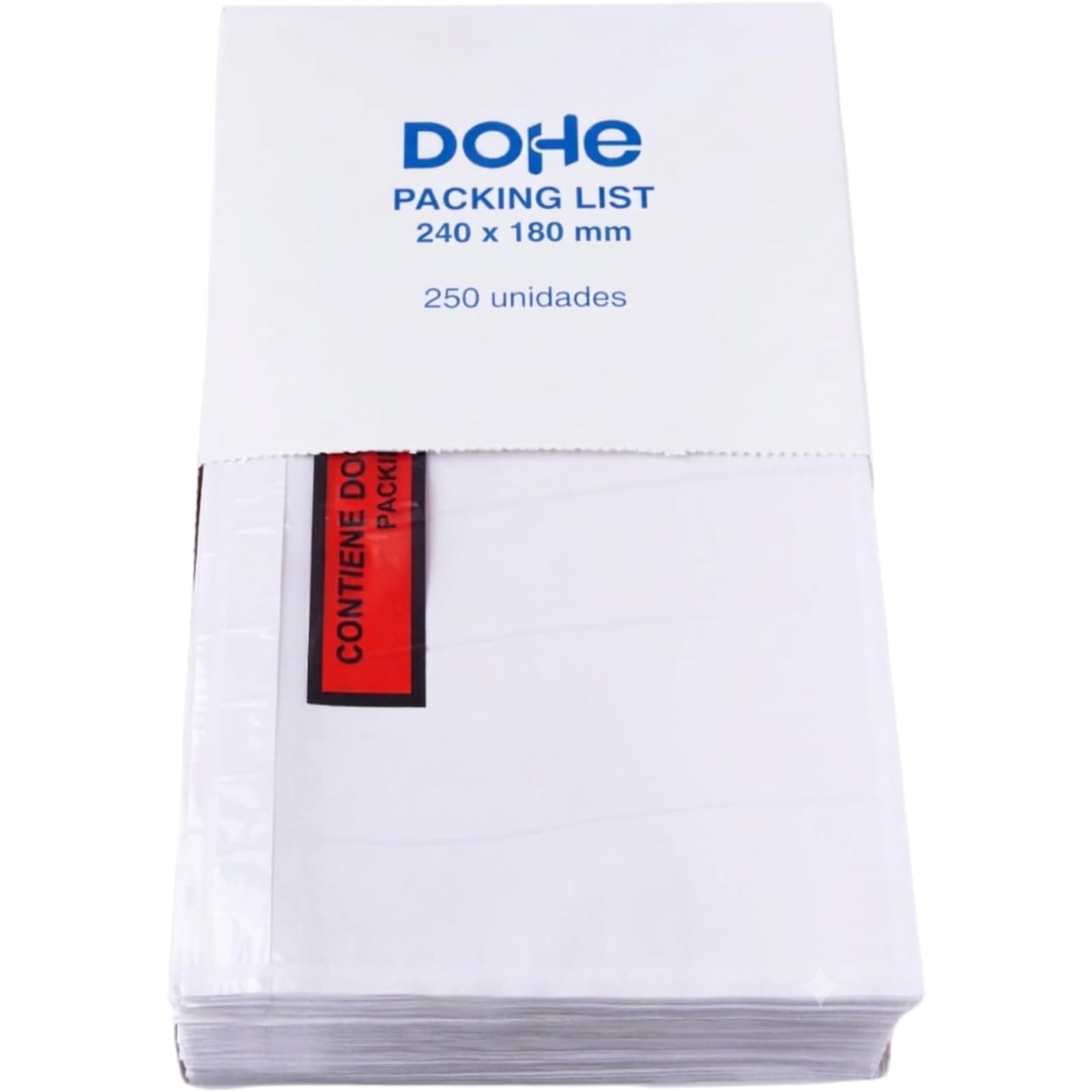 Dohe - Packing List (1.000 uds.) - Tamaño 240x180 mm, Sobres Transparentes de Plástico, Envío de Documentos, Transporte y Logística, Autoadhesivos Resistentes, Material de Oficina