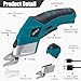 Cordless Electric Scissors for Fabric with 3 Blades, 4V Rechargeable Powerful Shears with Safety Lock Suitable, Cardboard Scissor Cutting Tool for Carpet Fabric Cardboard Leather -Blue