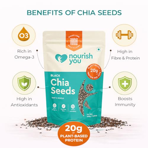 Image of Nourish You Raw & Whole Chia Seeds 1kg Combo Offer Value Pack| Dirt & Stone free | Gluten Free | Source of Calcium, Protein , Dietary Fibre & Antioxidant | Rich with Omega 3 & Zinc | Premium superfoods | 500g X Pack of 2 | Supports Weight Management