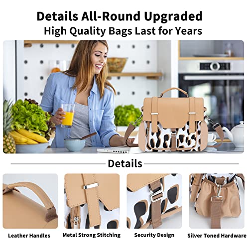 Scothen Lunch Bag For Women,Insulated Lunch Box,Large Lunch Tote Bag For Adult,Leakproof Tote Cooler Bag With Shoulder Strap,Reusable Lunch Purse Cute Lunch Bag For Women Teacher Nurse Working, Brown #TOP4