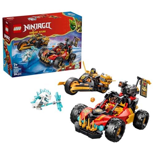 LEGO Ninjago Véhicules Combinables de Kai et Cole - Jouet Voiture de Ninja, Moto, 3 Minifigurines Dont Kai & Cole avec Katanas - Idée Cadeau pour Garçon 7...