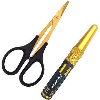 Body Reamer 0-14 mm Hole Punch with Sleeves and Curved Scissors for RC Car Bodyshell Hobby Tools