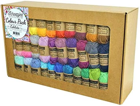 Scheepjes Yarn - Cahlista Color Pack - 109 Skeins of Cahlista x 15 g Each, 100% Natural Un-Mercerized Cotton, Worsted Weight, Knitting, Crochet Yarn