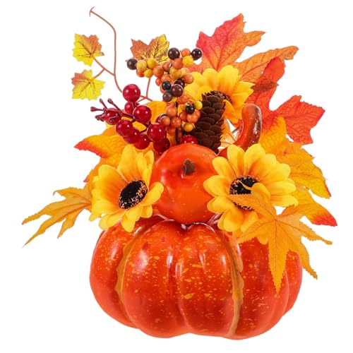 Citrouille Halloween artificielle et feuilles d'érable pour table