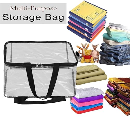 Image of Pack of 6 Transparent Pvc Storage Bag for Saree Covers,Clothes, Lehenga, Blankets, Bedsheets, Toys, Docs | Wardrobe Organizer | Clear Storage Box Bag (6)