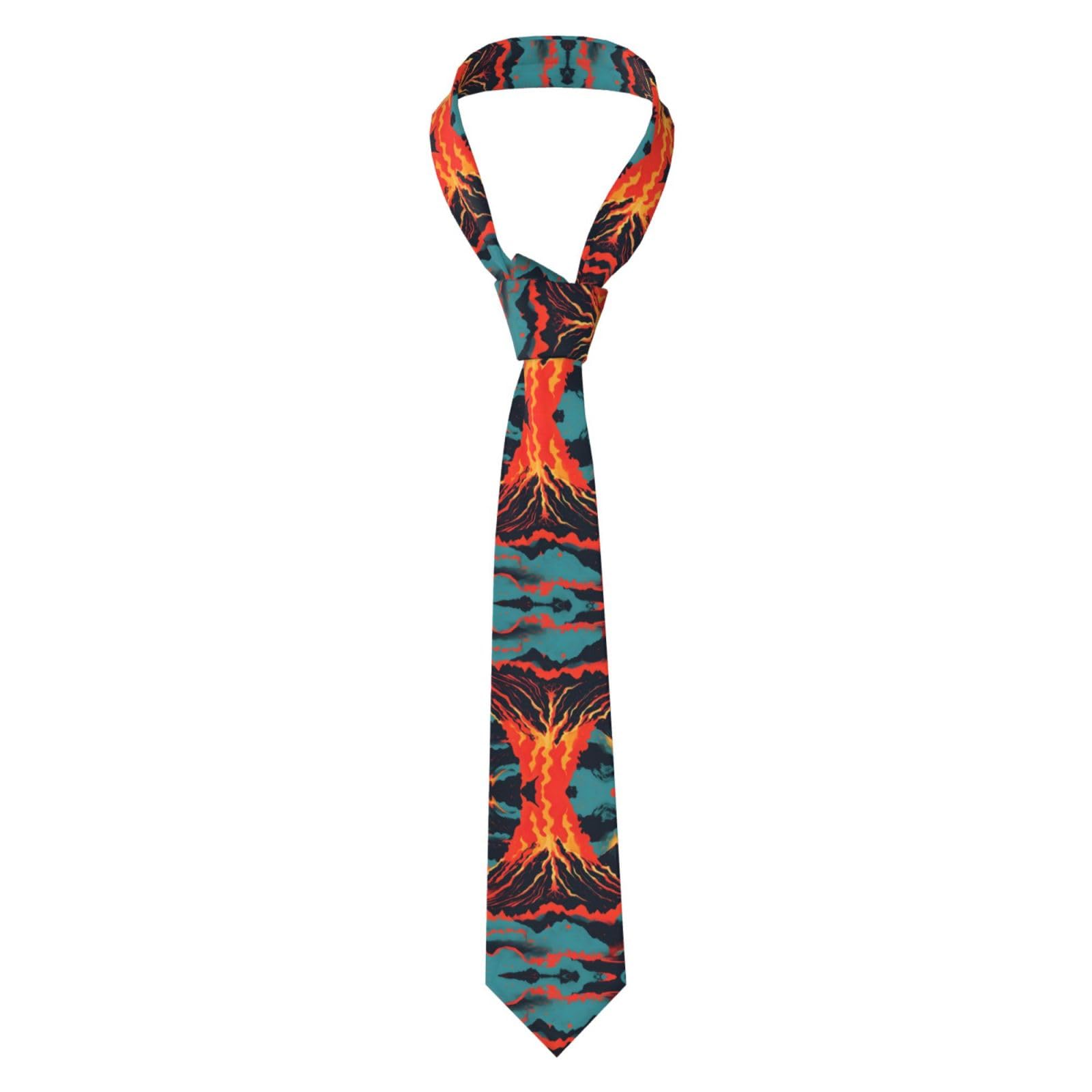 LLOTPQ Men's Skinny Tie - Volcano Print Necktie for Wedding, Groomsmen, Business & Formal Wear â€“ Adjustable, and Stylish