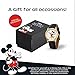 DISNEY Mickey Moving Hands Watch - Vintage Mickey Mouse Watch for Men - 90s Mouse Watches - Classic Men’s Toys - Retro Style - Gold Case - Black Leather Strap