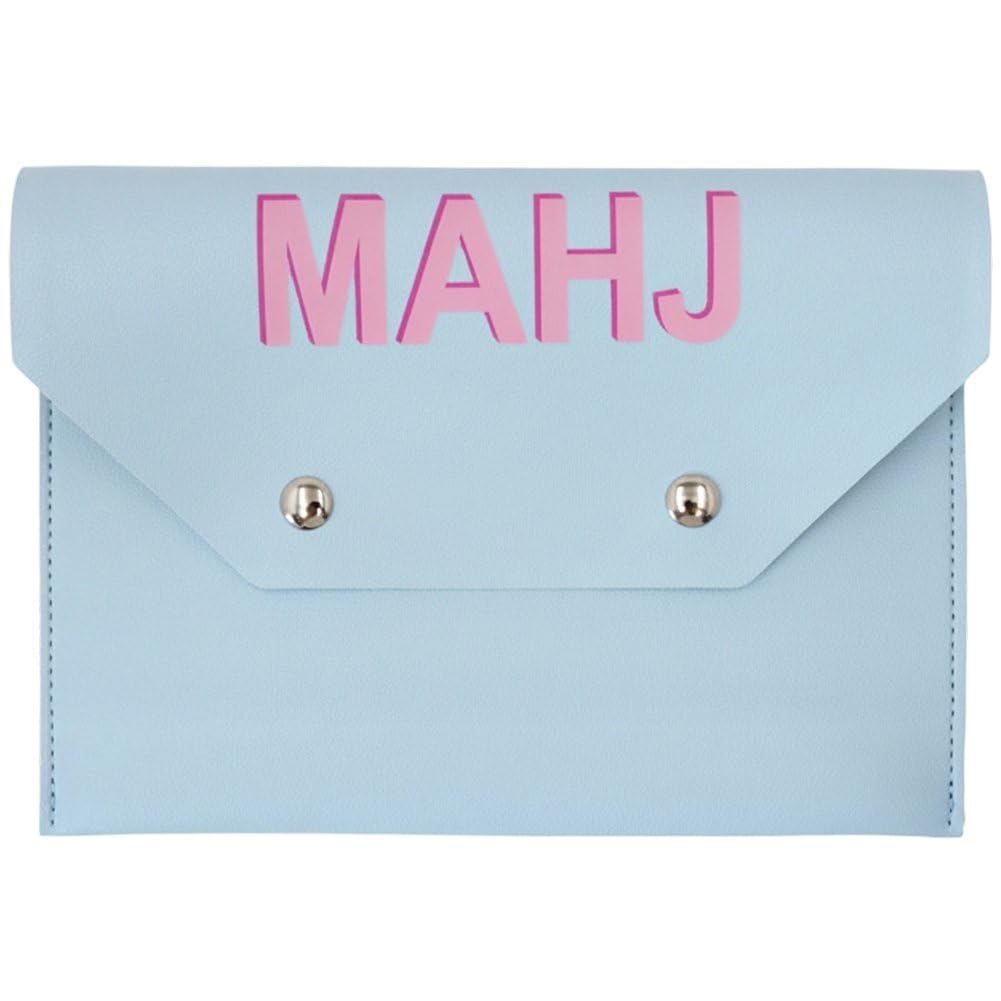 Sslvya Leather Mahjong Card Pouch with Closure Game Card Protective Cover for Lover Playing Game Night Accessories