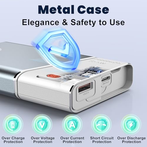 Image of Aaoyun Portable Charger Power Bank, 20000mAh 22.5W PD Fast Charging Powerbank with Built-in USB C Cable, External Phone Battery Pack for iPhone 17 /16 /15 Samsung S24 Android etc