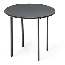 Athena Collection Small Round Outdoor Side Table Waterproof Metal Outdoor Patio Coffee Table Weather Resistant Indoor Outdoor Bistro Balcony Porch Garden Black