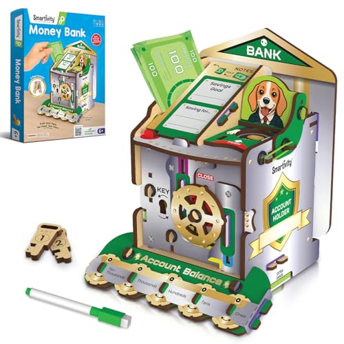 Image of Smartivity DIY Piggy /Money Bank for Kids Ages 6-12 Years | Smart Locking System with 2 Keys I Stores Notes & Coins I Build Savings Skills in Kids I Birthday Gift for Boys & Girls 6,7,8,9,10,11,12