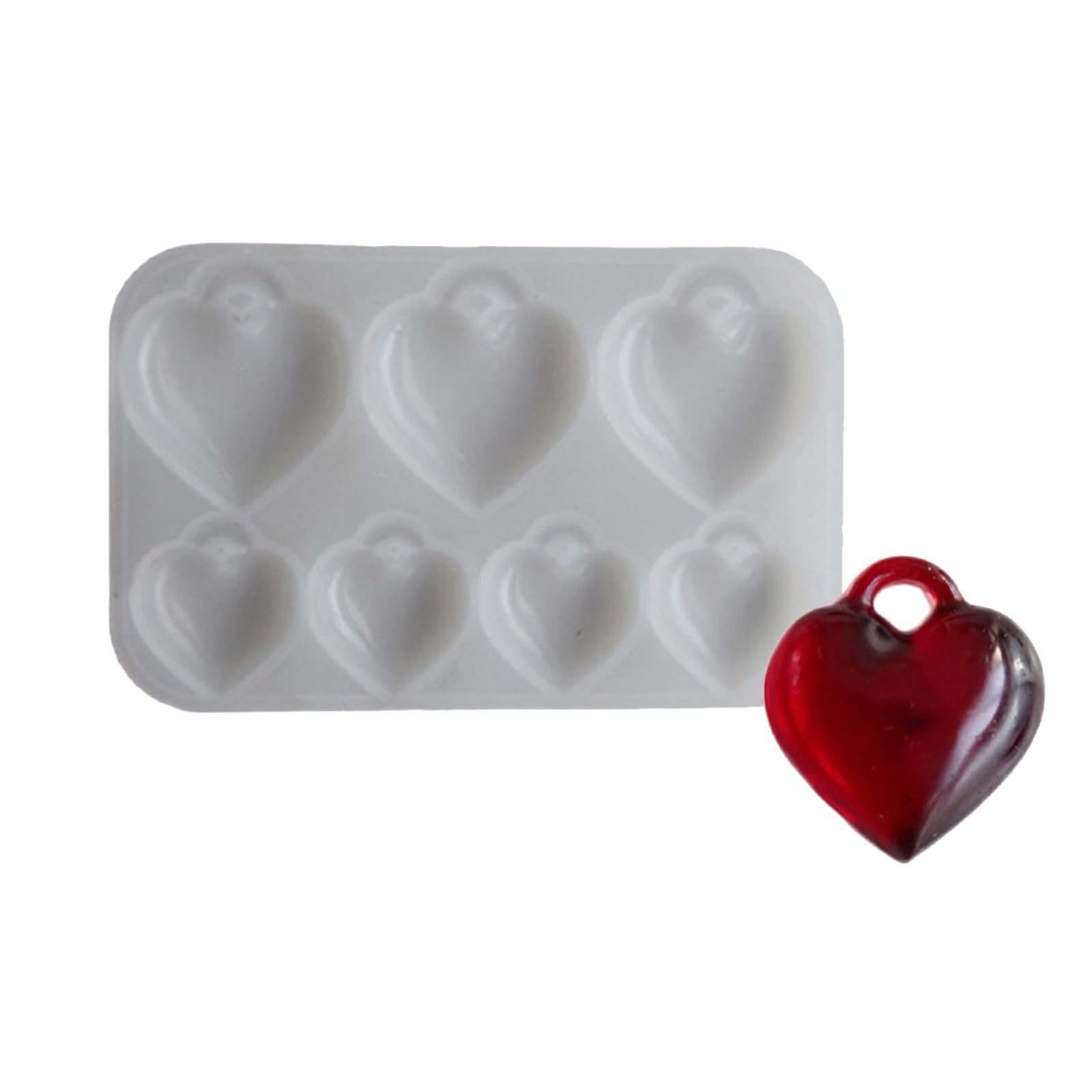 NEWFT Flexible Silicone Mould for 3D Heart Pendants Portable for Valentines Day Making and Craft Enthusiasts