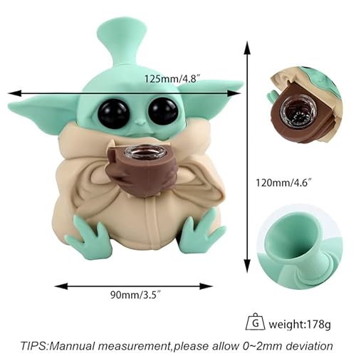 Yoda Bong Silicone Bong Mini Plastic Bongs With Smoking Bong Percolator, 14.5Mm Water Pipe Bowl 12Cm Water Bong With Stash Pot Smell Proof Container Hookahs Bong Acrylic Water Bong 1 Pack¡­ - 2