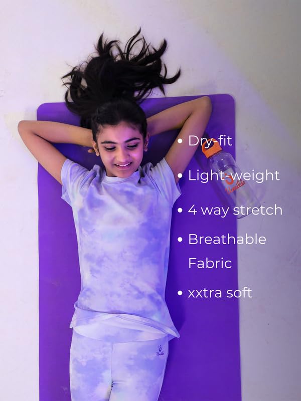 Image of Girl's Activewear Workout Set 2 Piece Athletic Sets Dry Fit Printed Tees And Leggings Yoga Running Dance 4-14Y