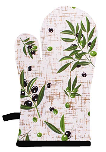Image of Airwill 100% Heat Resistance, Floral Designed Kitchen Oven Mitts (Gloves) (Green, Black, Pack of 2)