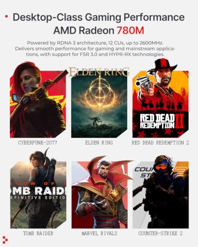 Image of ACEMAGIC Retro X3 Mini Gaming PC Ryzen 7 H 255 54W AMD Radeon 780M 12CU GPU 16GB LPDDR5 1TB NVME SSD Mini PC Windows 11 Pro /PCIe4.0 /DP2.0 /8K USB4 /WiFi6E /Small Desktop for Business Office Home