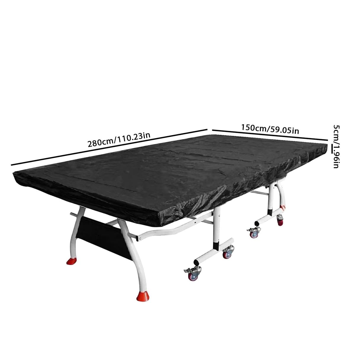 Ubric Funda para mesa de ping pong, impermeable, plegable, para lluvia, suciedad, heladas, protección contra roturas, 280 x 150 x 5 cm, tela Oxford, cubierta plana (negro)