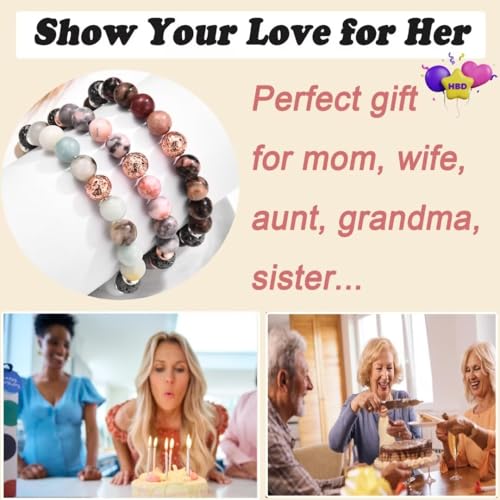 30th/40th/50th/60th/70th/21st/80th/90th Birthday Gifts for Women, Unique Gifts for Woman Bead Bracelet for Mom, Aunt, Wife, Grandma, Sisters, Friends4