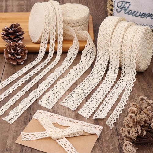 image for ZNZAKKA 54 Yards Beige Lace Ribbon Vintage Sewing Crochet Ribbon Trimm