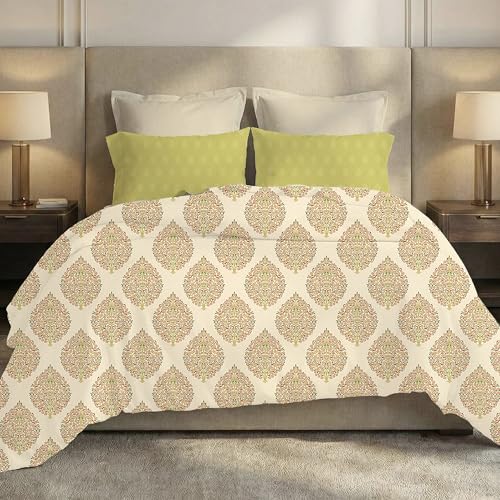 Image of MYTRIDENT Soft Comfort Bedsheet for Double Bed, 100% Cotton Bedsheet, Soft and Breathable, King Size Bedsheet with 2 Pillow Covers - Soft Paisley