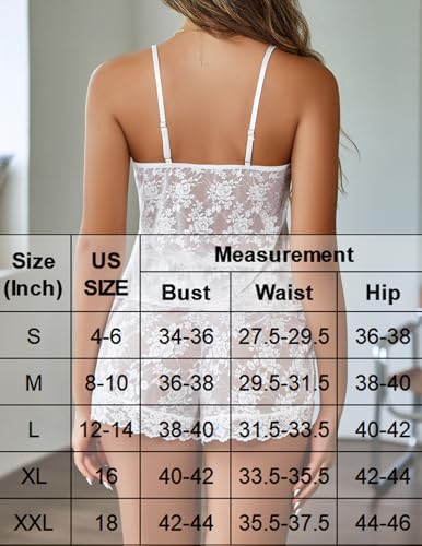 Image of Avidlove Sexy Pajama Set for Women Floral Lace Lingerie Set Sheer Sleepwear See Through Cami Shorts 2 Piece