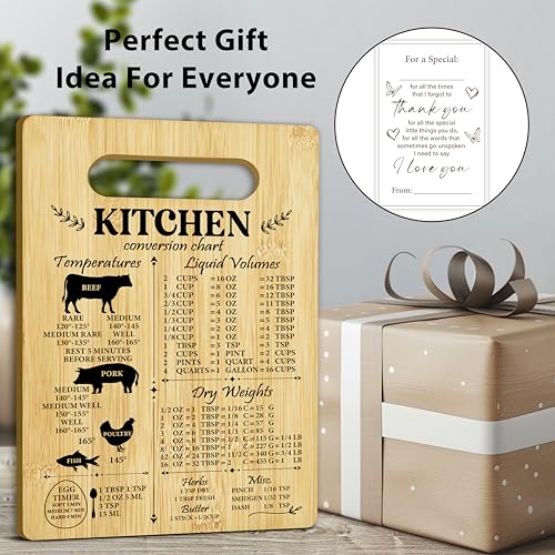 Unique Gifts for Women Mom, Kitchen Conversion Chart Bamboo Cutting Board, Charcuterie Board for Kitchen Decor, Cooking Gifts for Couple Neighbor Family Friends -16 by AWDSTN - Used condition - Image 5