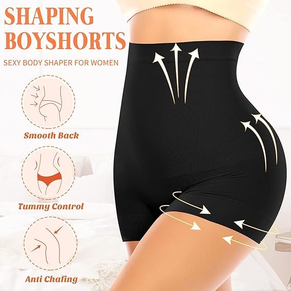 Image of WNEEDU Women Waist Shapewear with Anti Rolling Strip Tummy Control Tucker Waist Slimming Panties Shapewear Underwear Waist Shapewear (Black)