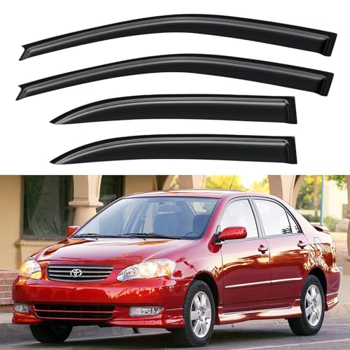 Image of Window Visors Rain Guards Shield for 2003-2008 Toyota Corolla, Out-Channel Window Vent Wind Deflectors Visors Shades for 03-08 Corolla