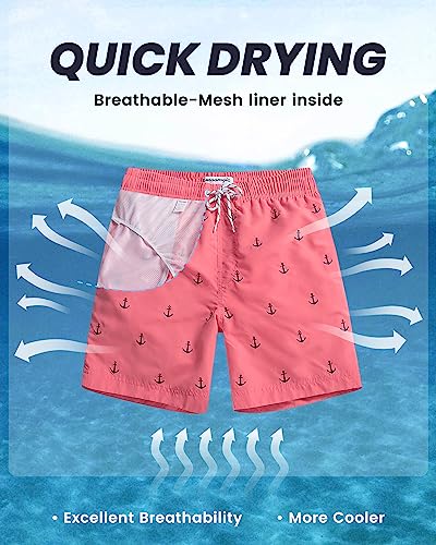 Short de plage pour vacances maamgic rose imprimé ancre taille M