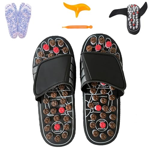 Image of Reflexa Acupressure Sandals, Dreamhard Reflexology Slipper, Acupressure Sandals, Acupressure Slippers Stones, Acupressure Sandals for Women and Men (A, Women 7-8 / Men 6-6.5)