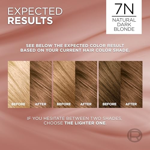 Image of L'Oreal Paris Excellence Universal Nudes Permanent Hair Color, Ammonia Free Hair Dye for Gray Hair Coverage, 7N Natural Dark Blonde, 1 Hair Dye Kit