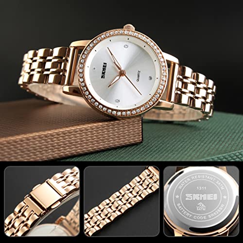SKMEI Watch for Women Fashion Stainless Dress Snake Business Luxury Analog Waterproof Simple Ladies Female Wife Gifts Gold Wrist Watches4