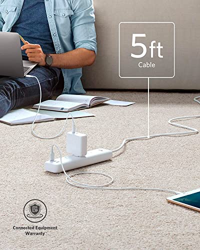 Anker Power Strip With Usb, 3-Outlet & 3 Poweriq Usb Power Strip, Powerport Strip 3 With 5 Foot Long Extension Cord, Flat Plug, Safety Shutter, For Home, Office #TOP4