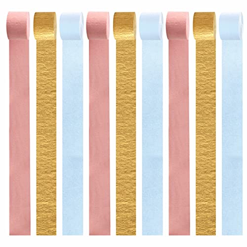 Image of Pink-Blue Gender-Reveal Party-Decorations Streamers - 9 Rolls Wedding Bachelorette Engagement Crepe Tissue Paper Streamer Birthday Baby Bridal Shower Garland Decor Panduola