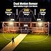 intelamp Outdoor Solar Flood Light Waterproof, Upgraded 6000mAh 1500LM/3000K Warm White 108 LED Dual Motion Sensor Dusk to Dawn Security Floodlight Exterior with Remote for Outside Garden Yard