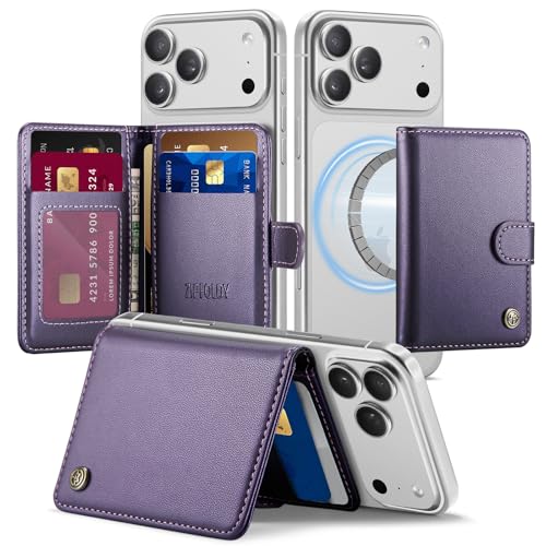 ZipFoldy for Magsafe Magnetic Phone Wallet Card Holder Elegant Purple