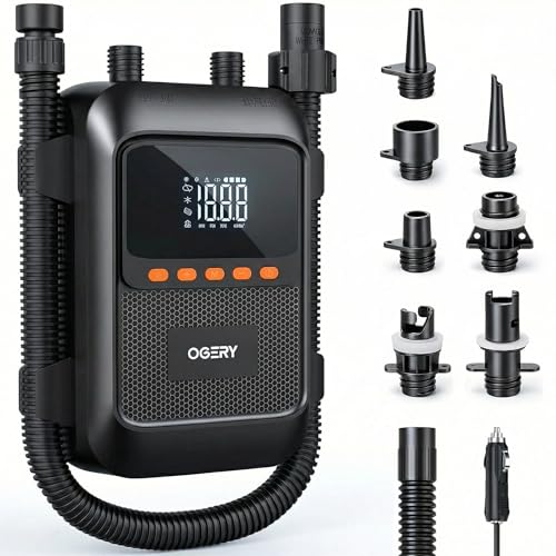OGERY Paddle Board Electric Pump with Safe & 30% Faster Dual Stage Inflation & Deflation, Up to 20PSI, Smart Auto-Off and Powerful Rechargeable Compact Air Pump for Sup Inflatable Beds Tent Boats