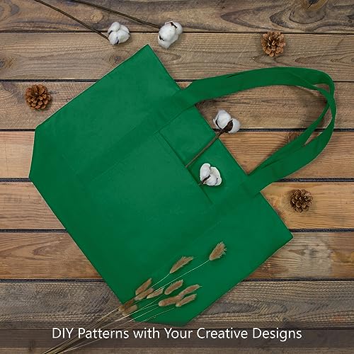 Image of TOPDesign 1-Pack Canvas Tote Bag with an External Pocket, Reusable Grocery Shopping Bag, Top Zipper Closure, Daily Essentials (Green)