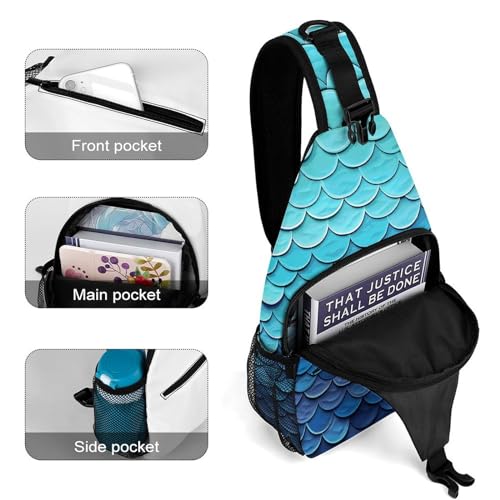 Bolso Cruzado Deportivo Azul Estilo Escama de Sirena miniatura 4