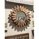 Honiway Wall Mirror Decorative 12 inch Rustic Wood Mirror Sunburst Boho Mirror for Entryway Bedroom Living Room Bathroom House Warming Gifts New Home Essential Carbonized Black - Image 4