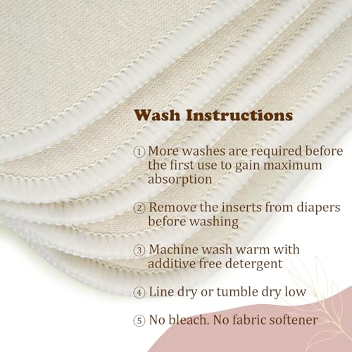 Image of Mama Koala 3-Layer Hemp Cotton Baby Cloth Diaper Inserts, Adjustable and Reusable for Any Baby Cloth Diapers(6 Pack)