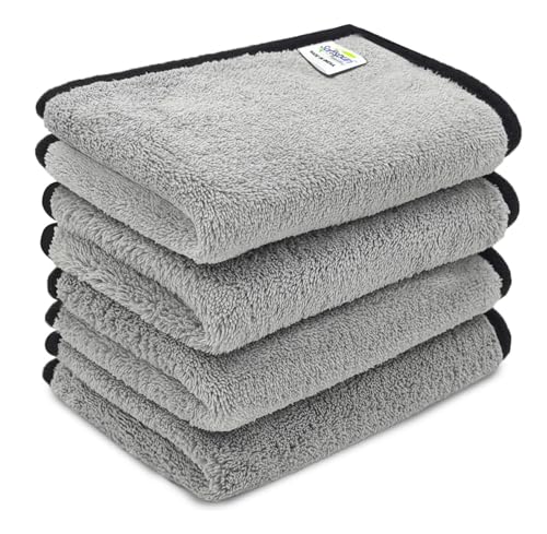 Image of SOFTSPUN Microfiber Baby Hand & Face Wipes 280 GSM 20x30 Cms 4 Piece Towel Set Light Grey! Super Soft & Comfortable for Newborn Baby and Kids Quick Drying Ultra Absorbent in Small Size.