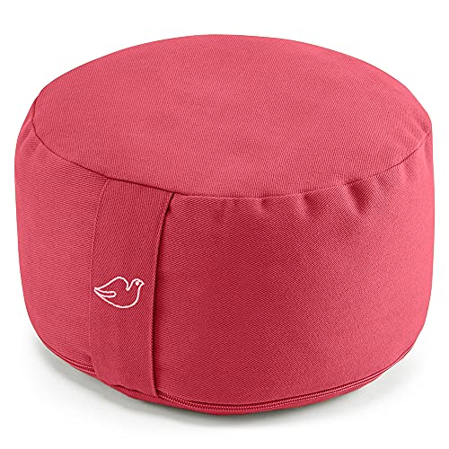 Blue Dove Yoga Yogakissen rund 30x15cm Meditationskissen aus Bio-Baumwolle und gefüllt mit Buchweizenschalen GOTS zertifiziertes Bodenkissen mit waschbarem Bezug (Burgund) Cover