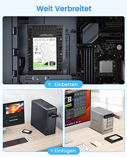 [2 Stück] ORICO 2,5\ auf 3,5\ interner Festplattenadapter Konverter Einbaurahmen Wechselrahmen, für 2,5 Zoll SATA HDD oder SSD von 7/9,5/12,5 mm, Kein Kabel Erforderlich(1125SS)