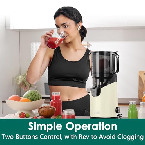 Image of Cold Press Juicer,Fretta Juicer Machines with American-Sourced PCTG Material and 5.3 inch Extra Large Feed Chute,Fit Whole Fruits & Vegetables,BPA Free 250W(Silver,1.8L)